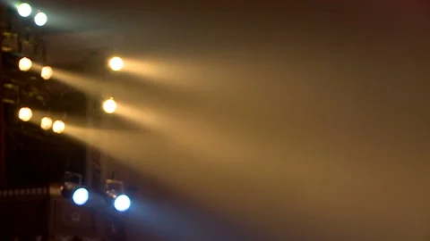 Frames of spotlights that shine on the stage in the theater Video stock 99968632