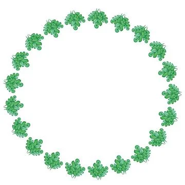Frames on a square background - stylized green oak leaves, plants - graphics. Stock Illustration