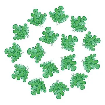 Frames on a square background - stylized green oak leaves, plants - graphics. Stock Illustration