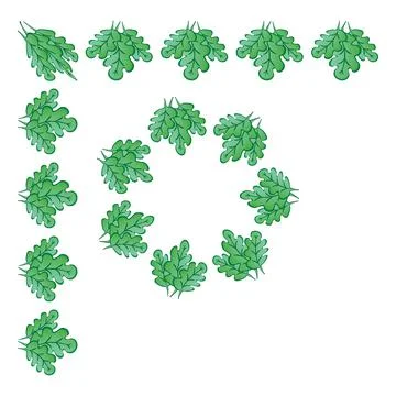 Frames on a square background - stylized green oak leaves, plants - graphics. Stock Illustration