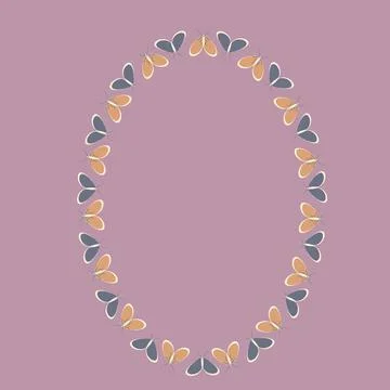 Frames on a square background - stylized moths - graphics. Design elements Stock Illustration