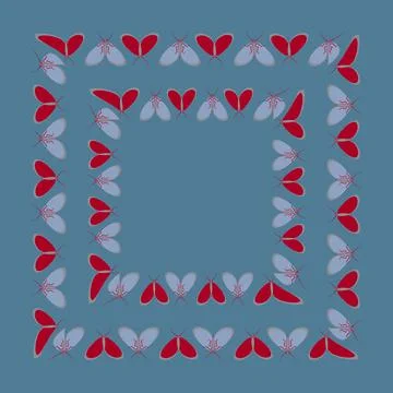 Frames on a square background - stylized moths - graphics. Design elements 스톡 일러스트