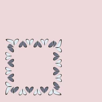 Frames on a square background - stylized moths - graphics. Design elements Stock Illustration