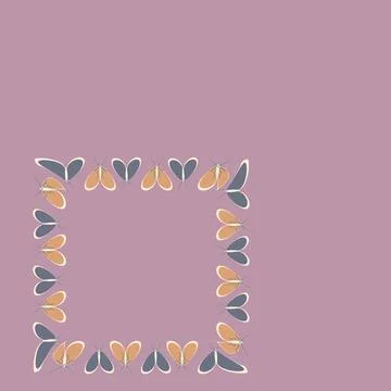 Frames on a square background - stylized moths - graphics. Design elements Stock Illustration