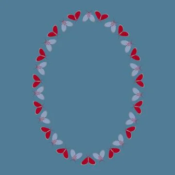 Frames on a square background - stylized moths - graphics. Design elements Illustrazione stock