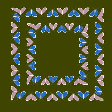 Frames on a square background - stylized moths - graphics. Design elements イラスト素材