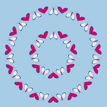 Frames on a square background - stylized moths - graphics. Design elements 스톡 일러스트