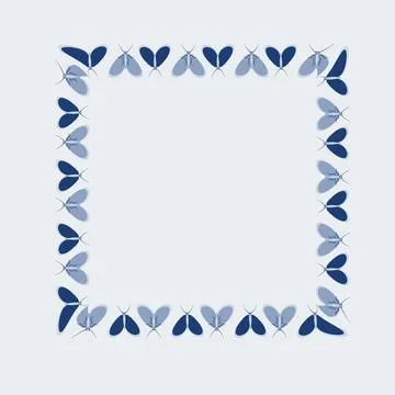 Frames on a square background - stylized moths - graphics. Design elements Illustrazione stock