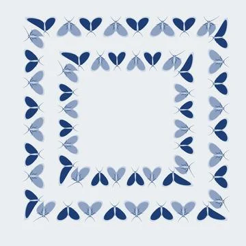 Frames on a square background - stylized moths - graphics. Design elements Stock Illustration