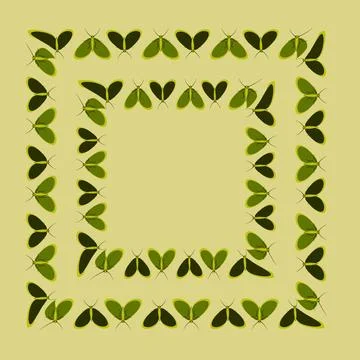 Frames on a square background - stylized moths - graphics. Design elements Stock Illustration
