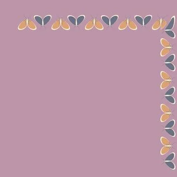 Frames on a square background - stylized moths - graphics. Design elements Stock Illustration