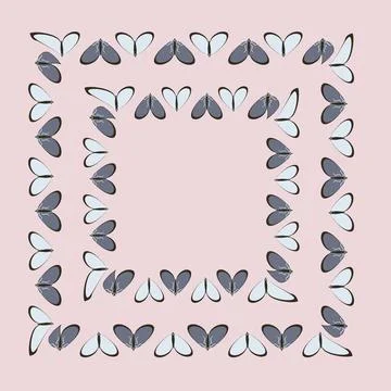 Frames on a square background - stylized moths - graphics. Design elements Illustrazione stock