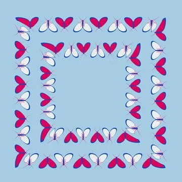 Frames on a square background - stylized moths - graphics. Design elements Illustrazione stock