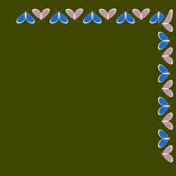 Frames on a square background - stylized moths - graphics. Design elements Illustrazione stock