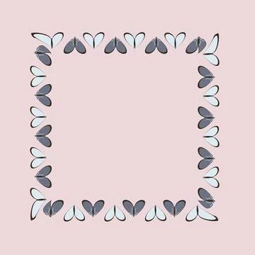 Frames on a square background - stylized moths - graphics. Design elements 스톡 일러스트