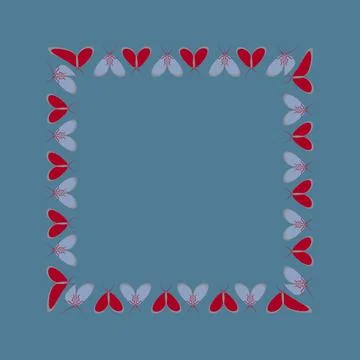 Frames on a square background - stylized moths - graphics. Design elements 스톡 일러스트