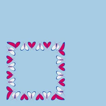 Frames on a square background - stylized moths - graphics. Design elements イラスト素材