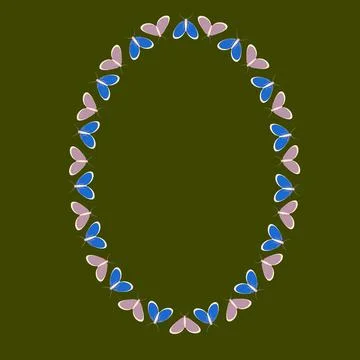 Frames on a square background - stylized moths - graphics. Design elements Stock Illustration