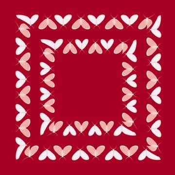 Frames on a square background - stylized moths - graphics. Design elements Stock Illustration