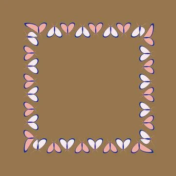 Frames on a square background - stylized moths - graphics. Design elements Stock Illustration