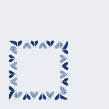 Frames on a square background - stylized moths - graphics. Design elements Illustrazione stock