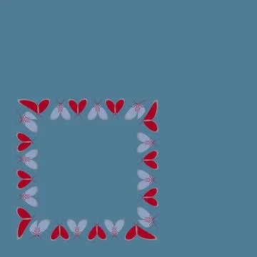 Frames on a square background - stylized moths - graphics. Design elements 스톡 일러스트