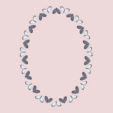 Frames on a square background - stylized moths - graphics. Design elements Stock Illustration