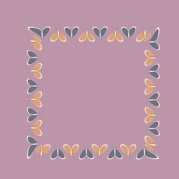 Frames on a square background - stylized moths - graphics. Design elements Stock Illustration