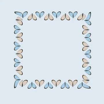 Frames on a square background - stylized moths - graphics. Design elements Stock Illustration