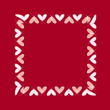 Frames on a square background - stylized moths - graphics. Design elements Illustrazione stock