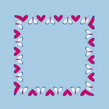 Frames on a square background - stylized moths - graphics. Design elements Stockillustratie