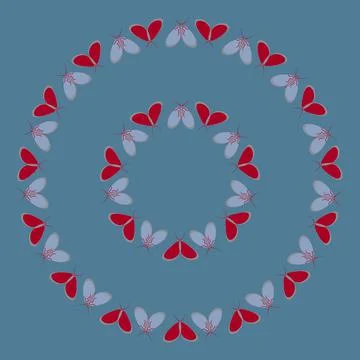 Frames on a square background - stylized moths - graphics. Design elements Illustrazione stock