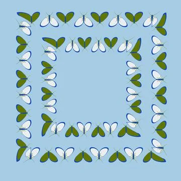 Frames on a square background - stylized moths - graphics. Design elements イラスト素材