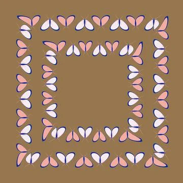 Frames on a square background - stylized moths - graphics. Design elements Stock Illustration