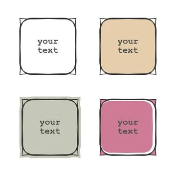 Frames, square shape, doodle set. Hand drawn decorative brush stroke borders Illustrazione stock