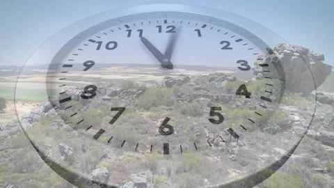 Frames starting clear clock layer hands turning aerial shifting hiker moving Video stock 331176154
