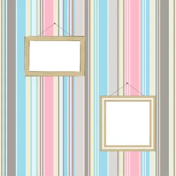 Frames on striped wallpaper background. Vector Stock Illustration