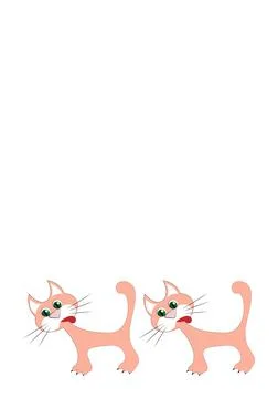 Frames of stylized cats on a white sheet of A4 format, surreal, graphics Stock Illustration
