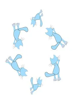 Frames of stylized cats on a white sheet of A4 format, surreal, graphics Stock Illustration