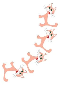 Frames of stylized cats on a white sheet of A4 format, surreal, graphics Illustrazione stock