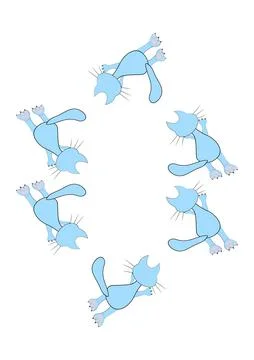 Frames of stylized cats on a white sheet of A4 format, surreal, graphics Stock Illustration