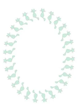Frames of stylized cats on a white sheet of A4 format, surreal, graphics. Stock Illustration