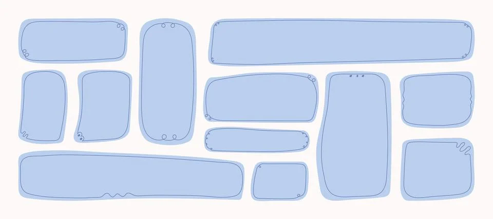 Frames template in Doodle style. Blank Hand Drawn Textbox with lines decora.. Stock Illustration