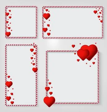 Frames for text or photo with red hearts. Concept for Valentines Day Stock Illustration