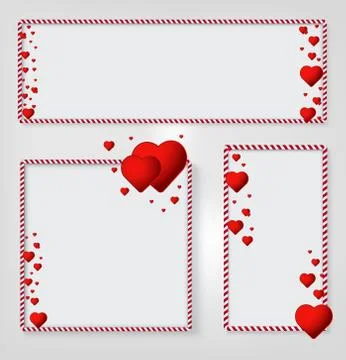 Frames for text or photo with red hearts. Concept for Valentines Day Stock Illustration