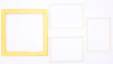 Frames for text or photos appear on white theme. Stop motion Stock Footage 138180768
