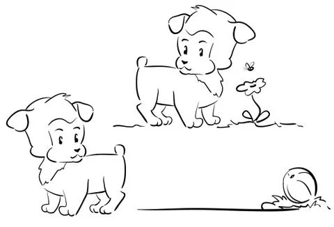 Frames title illustrations Dog contour Stock Illustration