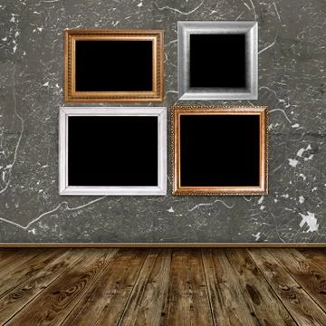 Frames in vintage room Stock Illustration
