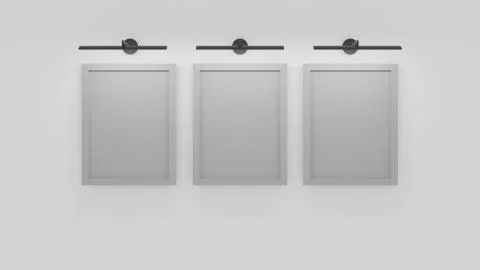 Frames on the wall. 3D rendering Stock Illustration