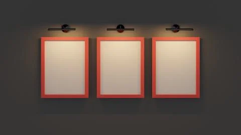Frames on the wall. 3D rendering Stock Illustration